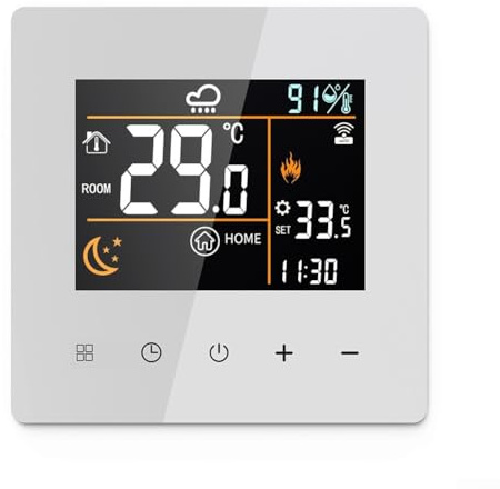 WiFi Smart Digital Temperatura, 86 x 86 x 41 mm per Tuya Smart WiFi Termostato e igrometro regolatore di temperatura digitale per caldaie a gas (bianco-16A)