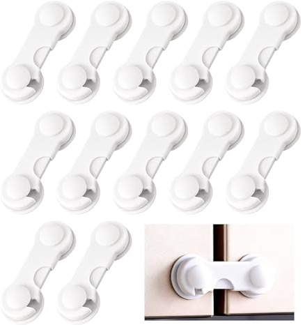 12 Stück Baby Weiß Schubladensicherung,Gloryit Kindersicherung Schrank,Schubladensicherung für Möbe,Geeignet für Schränke,Kühlschränke,Schubladen,mit Starkem Klebstoff,Kein Bohren Erforderlich,Weiß.