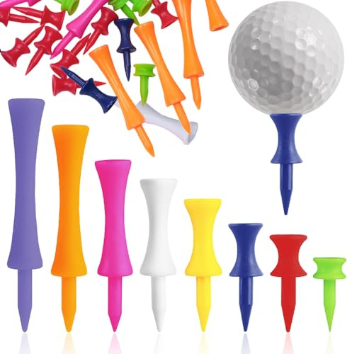 TRKETK 120 tee da golf in plastica, riutilizzabili, in plastica, dimensioni miste, per esercizi invernali e stabili (25 mm, 31 mm, 37 mm, 43 mm, 50 mm, 60 mm, 70 mm, 83 mm)