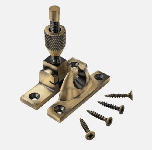 Solid Brass Mini Brighton Sash Window Fastener – Non-Locking, Multiple Finishes (Antique Brass)