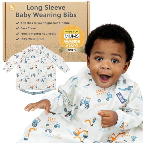 BIBaDO - Bavoirs à manches longues – Bébés et tout-petits de 6 à 36 mois – Combinaison – Tissu doux et facile à nettoyer – Imperméable, Petit chargeur, 1 Pack