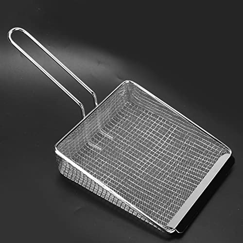 BONKZEBU Pommes Frites Mesh Scooper Stekskyffel Idealisk för Hemkök Kylskåp Rostfritt Stålsil för restaurang- eller Hotellbruk (Tät Mesh)