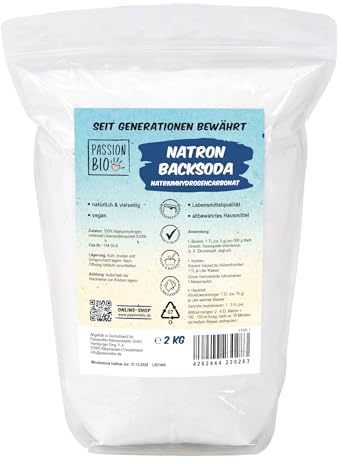 Natron Backsoda 2 kg – Natriumhydrogencarbonat – Lebensmittelqualität – wiederverschließbare Tüte – Backtriebmittel & Haushalt – vegan