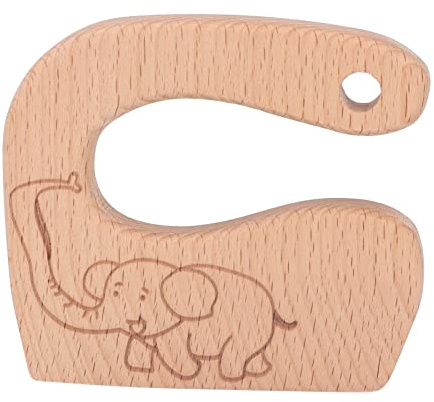 RASTKY Ergonomisches Holz-Kindermesser, Praktischer Brotschneider, Kochspielzeug für Tomaten, Wassermelonen (Elefant)