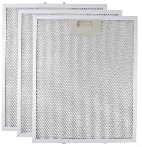 3 filtros de grasa para campana extractora de aluminio, 340 x 280 mm, repuesto de ventilación de extractor de malla metálica compatible con FHEE229SC9S/FHEE26A9S/OR908CXA