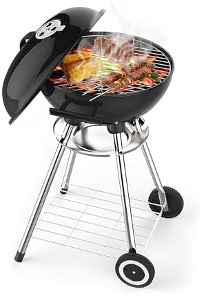 Portable Charcoal Barbecue Grill with Lid - Double Ventilation System for Backyard Camping Outdoor Cooking Perfect for BBQ Parties and Picnics