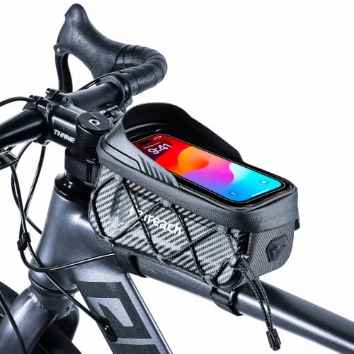Waterproof Bike Frame Bag With Phone Holder, Handlebar Phone Mount For 6.9 | Sensitivity Touchscreen, Eva Shell, Side Mesh Storage Pocket, 3 Straps Keep The Bike Bag Stable, Ideal For Mtb, Road Bikes