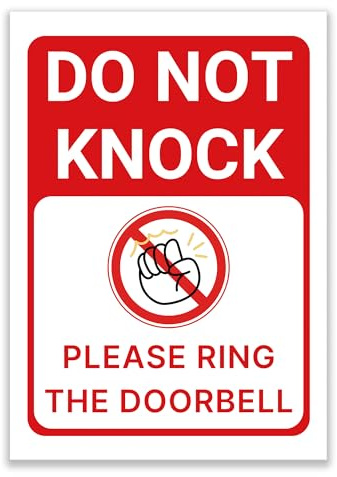 LP Lifestyle Do Not Knock Please Ring Doorbell Sign – Durable Weatherproof Rust-Free Waterproof PVC Door Notice Sign for Homes, Offices, Delivery Instruction No.420 (A5 (148mm x 210mm) – No Holes)