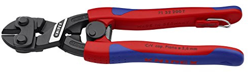 KNIPEX Tools 7132200TBKA Kompakter Bolzenschneider mit Kerbklinge, Feder, Mehrkomponenten-Befestigung, zusammengebunden