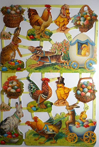 Glanzbilder Ostern Osterhase Hase Hahn Huhn EF 7222 Oblate Posiebilder Scrapbook Deko GWI 464
