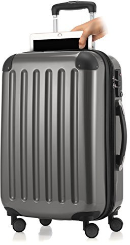 Alex Handgepäck mit Laptopfach Hartschalen Trolley Roll-Reisekoffer 4 Doppel-Rollen, 55 cm, 42 L, Titan