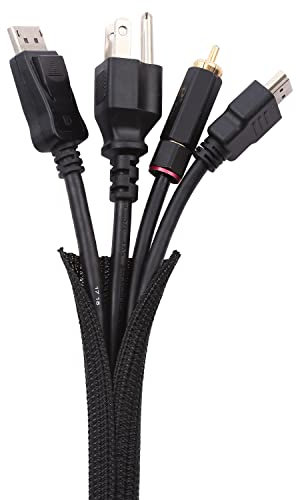 Keco 10ft - 1 inch Cable Tidy Sleeve Cable Management Sleeve Wire Organizer Cable protector for TV PC Home Office - Black