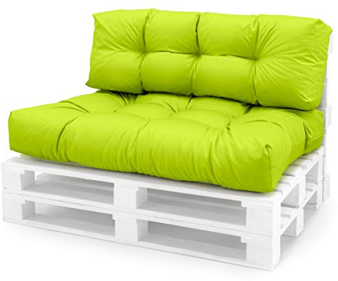 Spatium Palettenkissen Set abnehmbar Bezug wasserdicht gesteppt Palettenauflage Palettenpolster Palettensofa Palettenmöbel Apfelgrün 2er Set