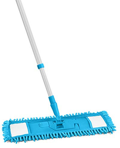 DLUX PRO-KLEEN Super Absorbent Chenille Flat Floor Mop with Extendable Handle Hardwood Laminate Tile Cleaner Sweeper Microfibre Duster