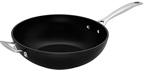 Le Creuset Aluminium-Antihaft Wok-Pfanne mit Gegengriff, Ø 30 cm, Für alle Herdarten inkl. Induktion geeignet, Anthrazit/Silber, 51104300010202