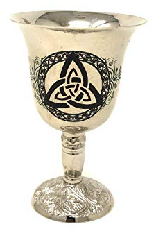 Vrinda ® Brass Chalice with Silver Finish 5 Triquetra Printed