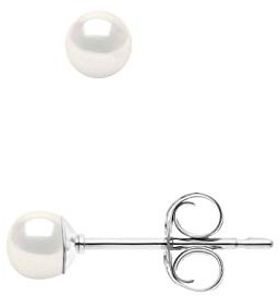 PEARLS & COLORS - Weißgold Ohrstecker aus echten Süßwasserzuchtperlen in Knopfform - Naturweiß - Qualität AAA+++ - Damenschmuck
