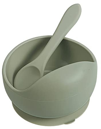 PandaEar Tazones Para Bebé, Set De Alimentación De Silicona Para Bebé, Tazones De Succión Para Bebé Y Niño Con Cuchara, Tazón De Silicona Sin BPA Para Bebés De 4 Meses Y Más - Verde