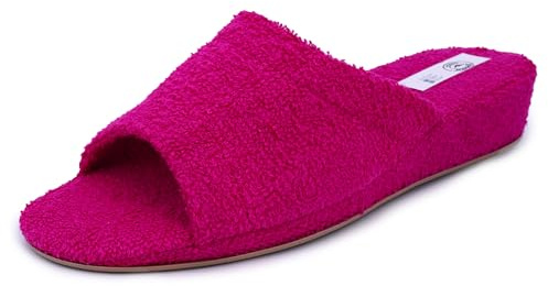 JOMIX Zapatillas de Estar por Casa Mujer de Rizo Pantuflas Verano con Cuña Transpirables y Ligeras Suela Antideslizante Silenciosa para Parquet y Baldosas para Señoras y Mayores ITD1576 Fuscia 39
