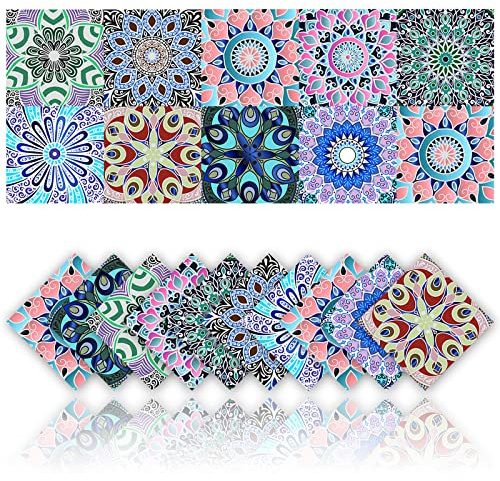 20 Stücke Wasserdichte PVC Fliesenaufkleber Selbstklebende Wanddekor Böhmischen Mosaik Stil Aufkleber für Badezimmer Küche Wand DIY Fliesen Klebefolie (15x15cm)