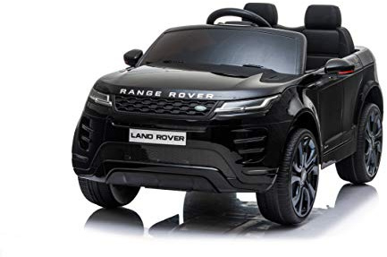 FINOOS elbil för barn Range Rover Evoque 12V - barnbil elektrisk med 2,4 GHz fjärrkontroll, 2 x 12V 35W motor, 1 till 4 år gammal (Svart)