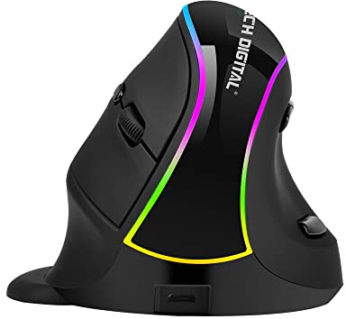 J-Tech Digital Ergonomic Mouse with Wireless Connection, Removable Palm Rest, Thumb Buttons, Rechargeable Battery, 800 DPI, Compatible with Windows and MAC OS