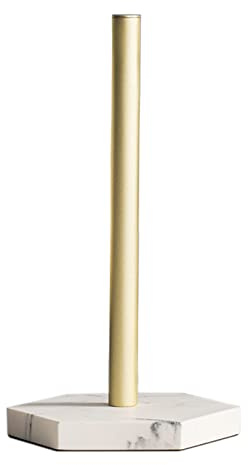 Küchenpapierhalter, Papierrollenhalter stehend Rollenhalter aus Marmor Stehender Küchenrollenspender FüR Kitchen Roll Organizer, Papierrollenhalter Mit Gewichtete Basis (Weiss)