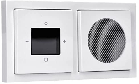 Busch-Jaeger UP-Radio-Set: 8217 U-101 Radio BTconnect DAB+ + 8252-84-101 Zentralscheibe Radio DAB+ + 8223 Lautsprecher + 8253-84 Zentralscheibe + 1722-184K 2-fach Rahmen, future linear studioweiß