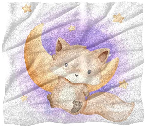 Fleece-Überwurfdecke, Baby-Foxy, Landung, Mond, für Couch, Sofa oder Bett, gemütliche, weiche Decken