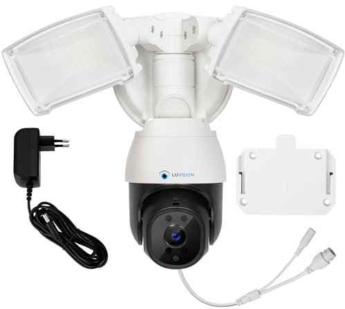 LUVISION WLAN Überwachungskamera | Sicherheitskamera mit Nachtsicht | Lampe Flutlicht | Kamera Außen Beleuchtung | mit AI Bewegungsverfolgung & App-Steuerung | Smart Home Sprechanlage (mit Netzteil)