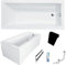 ECOLAM Baignoire rectangle acrylique Modern 150x70 cm | tablier en acrylique | appui-tête noir | pieds silicone + siphon | ensemble complet | baignoire en acrylique blanc