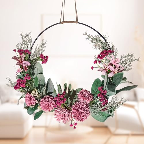 Türkranz Kranz Deko, Künstliche Blumen Orchidee Kranz Girlande Willkommen Girlande Türkranz Frühling Wandkranz Metall Deko Ringe für Hochzeit Wohnzimmer Hochzeit
