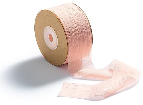 CHUQING Geschenkband Schleifenband Stoffband Chiffonband für Hochzeit Zartrosa