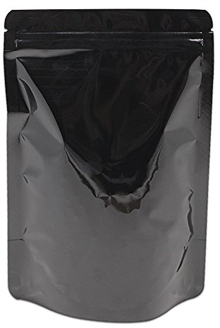 WACCOMT Pack 50 stycken dragkedja Mylar-påsar stå upp aluminiumfoliepåse livsmedel förvaring förpackning luktsäkra återförslutningsbara påsar (8,5 x 13 cm (3,3 x 5,1 tum), svart)