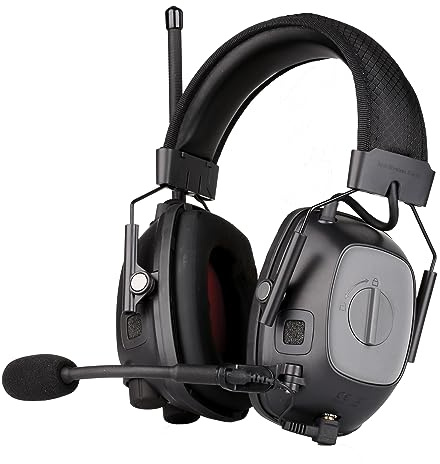 Howard Leight Honeywell Sync Wireless Electo Elektronische Kapselgehörschützer Kopfbügel mit Bluetooth-LED-Anzeige, Hear-Through, UKW-Radio, Austauschbar Sprechmikrofon, Schwarz, SNR 32 dB, 1035341