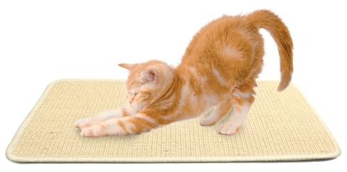 Kratzmatte Katze, Sisal Kratzteppich 60×40cm, Ratzteppich Katze rutschfest Fußmatte Widerstandsfähig Katzenmöbel Fußmatte Primary Colour