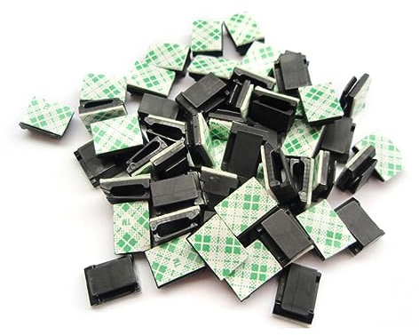 Gadpiparty 60 Pcs Black Adhesive Cable Clips and Wire Clamps for Cable Management, Self-Adhesive Electric Wire Holders Suitable for Home and Office Desk Organization
