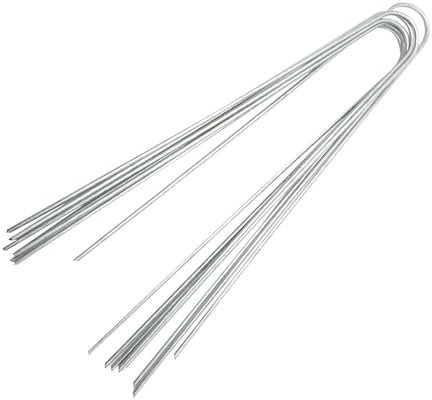 Garden Securing Pegs, 50 Pack 30cm / 11.8inch U Shaped Ground Stakes Metal Pins for Membrane Weed Control Fabric Netting Artificial Grass