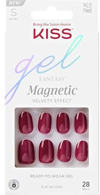 KISS Gel Fantasy Set Us Free Rot, kurze ovale Form - 28 Press On Kunst-Nägel in Salonqualität zum Aufkleben DIY, 2g Nagelkleber, 1 Maniküre-Stäbchen, 1 Mini-Feile