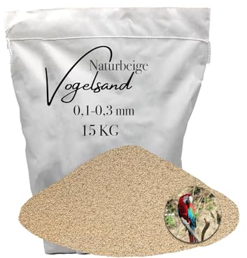 Aquagran 15kg Vogelsand 0,1-0,3 mm ohne Zusatzstoffe wie Anis und Grit Beiger keimfrei qualitativ hochwertig Bodengrund für Käfige