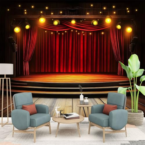 Art Photo Wallpaper Red Curtain of Theater Stage Non-Woven Living Room Bedroom Wall Decoration - Photo Mural- Gaming Room Office TV Background Wall Decor 400 x 280 cm