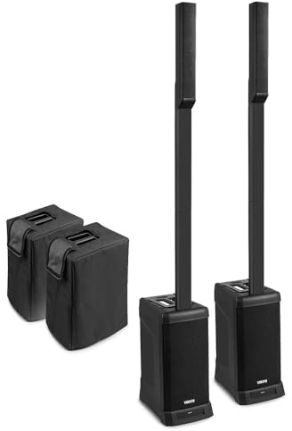 VONYX 2x VX820 Column Array Speaker System with Cases, 800W Max, Active DJ Speakers Kit, Bluetooth 5.0, TWS Pairing, Compact Line Array PA Set