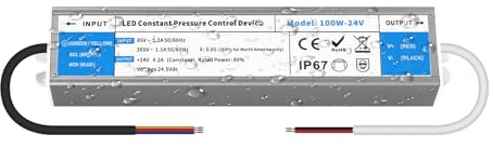YOODI 100W Alimentacion 24V 4,2A LED Driver IP67 Impermeable Fuente Transformador 220V a 24V DC Ultra Fino Controlador Voltaje Constante Adaptador para Tira LED y Luminarias LED, Indoor Outdoor