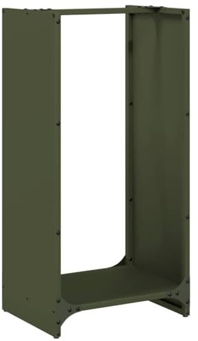 vidaXL Leñero Verde Oliva 40x30x80 cm Acero Laminado en frío