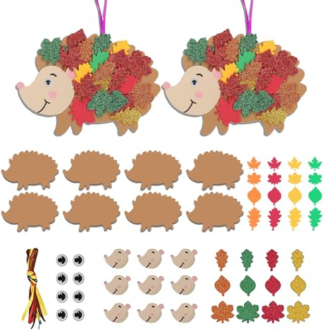 8 Stück Igel Bastelset Herbst Basteln Kinder,Bastelset Kinder ab 2 3 4 5 6 Jahre Igel Filz Diy Bastelsets Kreative Machen Kunst Herbstbasteln Kits Fensterbilder Kindern Herbstdeko für Mädchen Junge