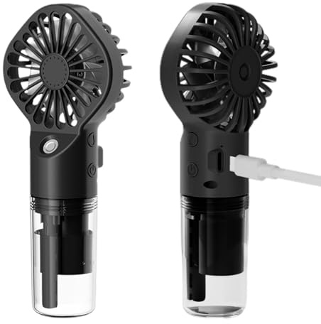 Doiyislem Handventilator - Ventilator Mit Wassernebel, Kleiners Persönlicher Handventilator, Aufladbar Usb Ventilator, Wasserventilator Mit 4 Geschwindigkeiten, Für Reisen, Heimbüro, Camping, Outdoor
