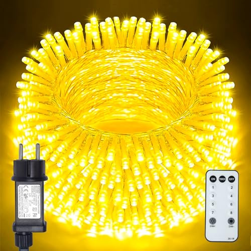 BIUDN Lichterkette Außen Innen 600LED 30M,LED Lichterkette Outdoor Strom Warmweiß Weihnachtslichterkette außen mit 8 Modi Dimmbar IP44 Timer Funktion.Geeignet Für Hochzeiten innen Partys Feiern usw.