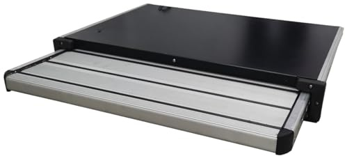 SWISS OUTDOOR Kassettentrittstufe elektrisch 12V – Einstiegshilfe Wohnmobil Van Camper – Aluminiumtritt 600 mm – Unterflur-Montage – automatisch ausfahrbar – rutschfest & belastbar bis 200 kg