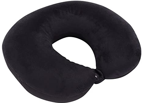 Générique Oreiller de Voyage en Mousse à mémoire de Forme 100% Pure en Forme de U, Coussin de Voyage Enfant Adulte Portable, Tour de Cou Avion Neck Pillow pour Chaise d'avion, Voiture, Bureau (Noir)