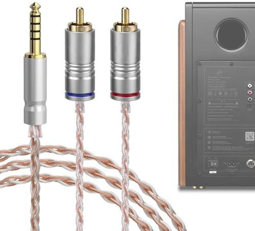 Geekria cavo bilanciato 4,4mm a doppio RCA OCC rame placcato argento, 1m | Connettori placcati oro, cavo intrecciato flessibile anti-groviglio, trasferimento HiFi a basso rumore, per DAP/DAC e